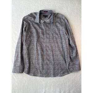 Johnston & Murphy Button Up Shirt Men Size Large Floral Print Flip Cuff Preppy